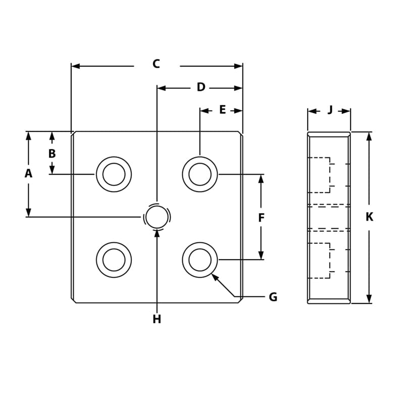 Image of Draw-5 Hole Center Tap Base Plate