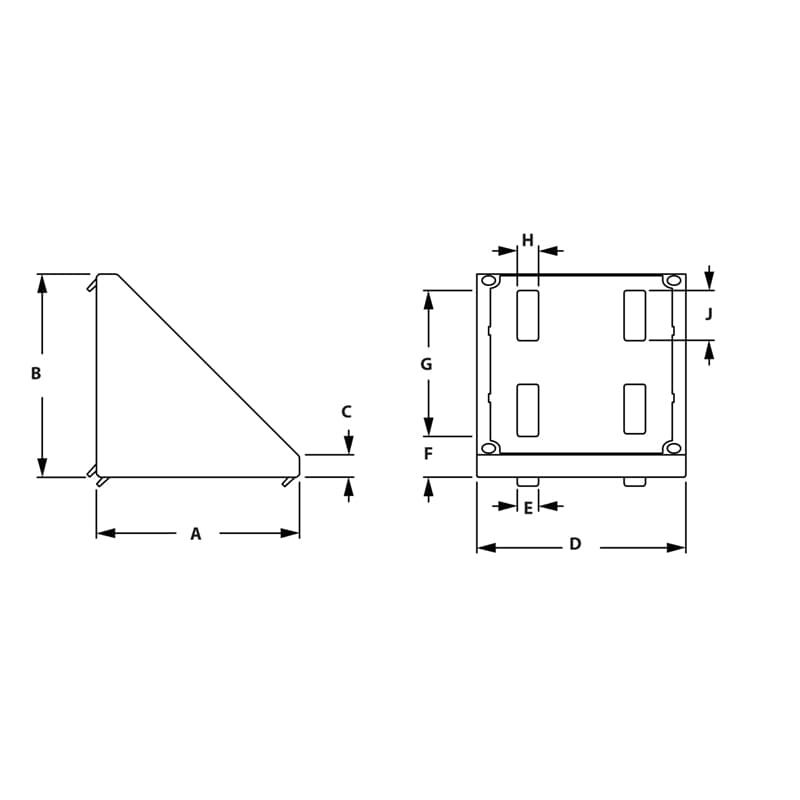 Image of Draw-8 Hole Corner Gusset 90MM