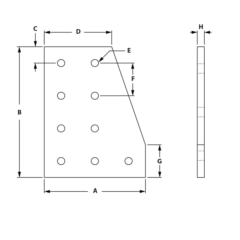 Image of Draw-9 Hole 90 Degree Joining Plate