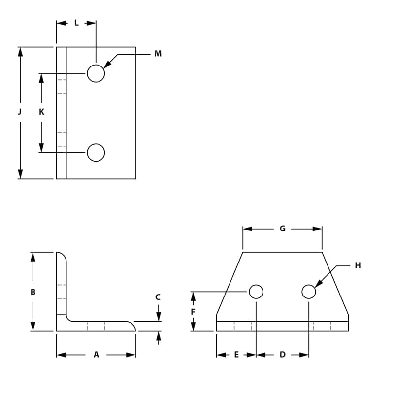 Image of Draw-4 Hole Large Transition Inside Corner Bracket