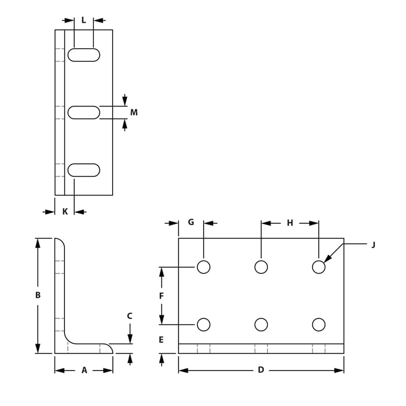 Image of Draw-9 Hole Slotted Inside Corner Bracket