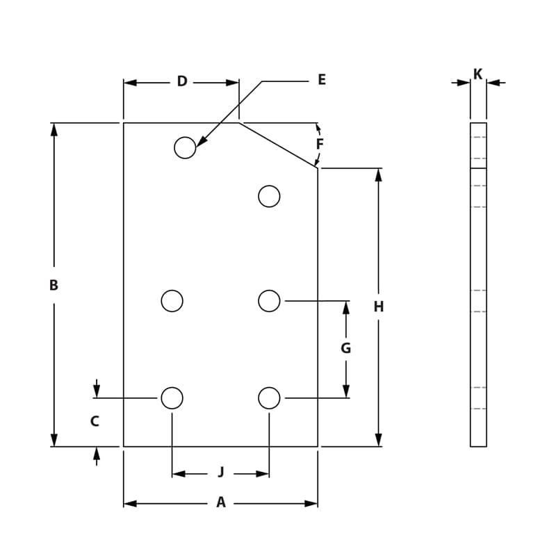 Image of Draw-6 Hole 30 Degree Joining Plate