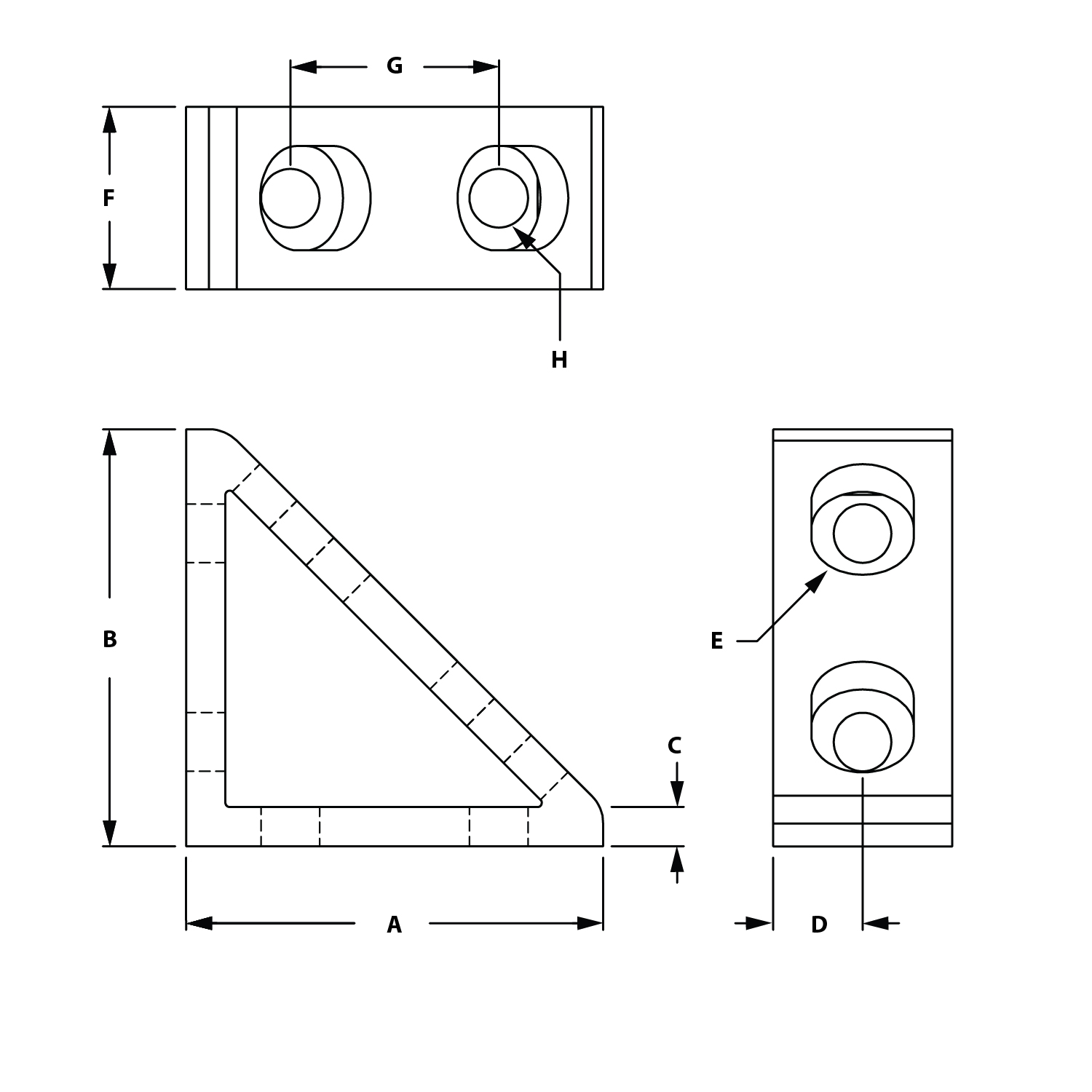 Image of Draw-4 Hole Vertical Inside Corner Gusset