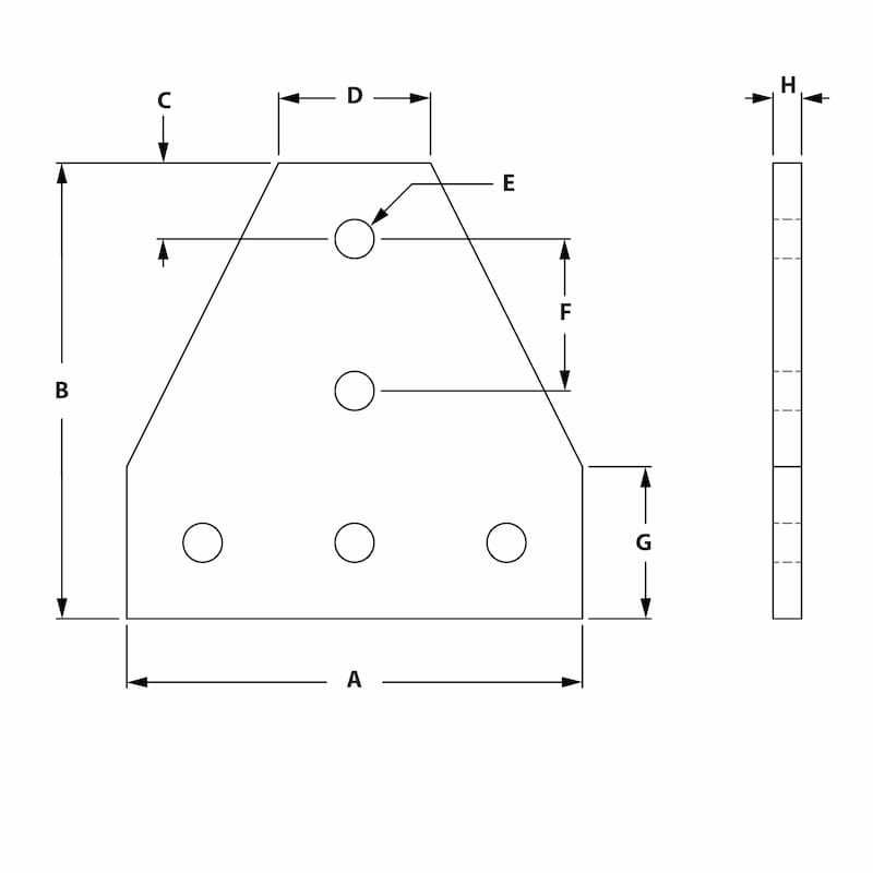 Image of Draw-5 Hole Tee Joining Plate