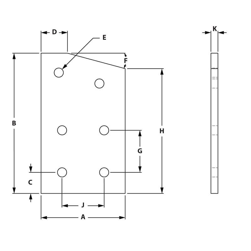 Image of Draw-6 Hole 15 Degree Joining Plate