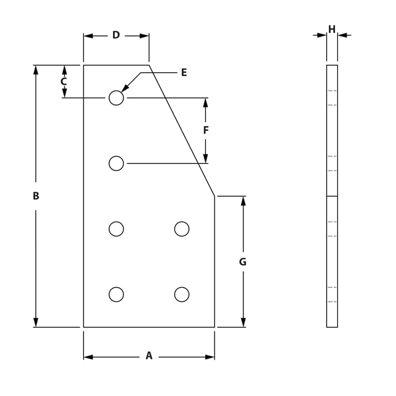 Image of Draw-6 Hole 90 Degree Joining Plate