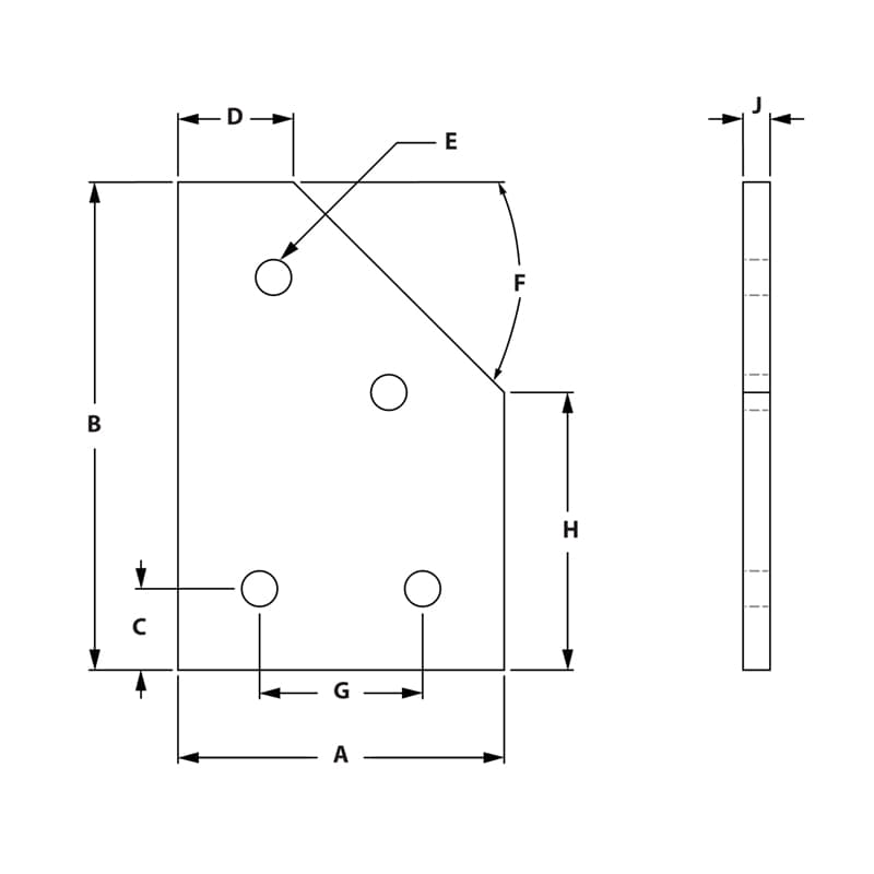 Image of Draw-4 Hole 45 Degree Joining Plate