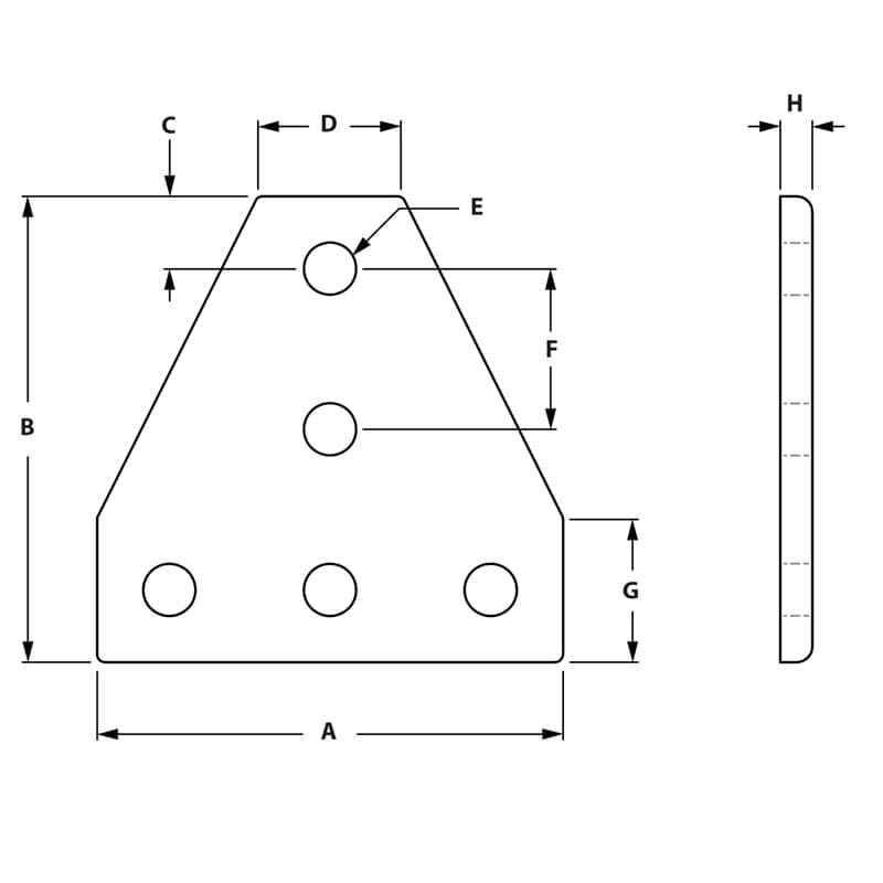 Image of Draw-5 Hole Tee Joining Plate