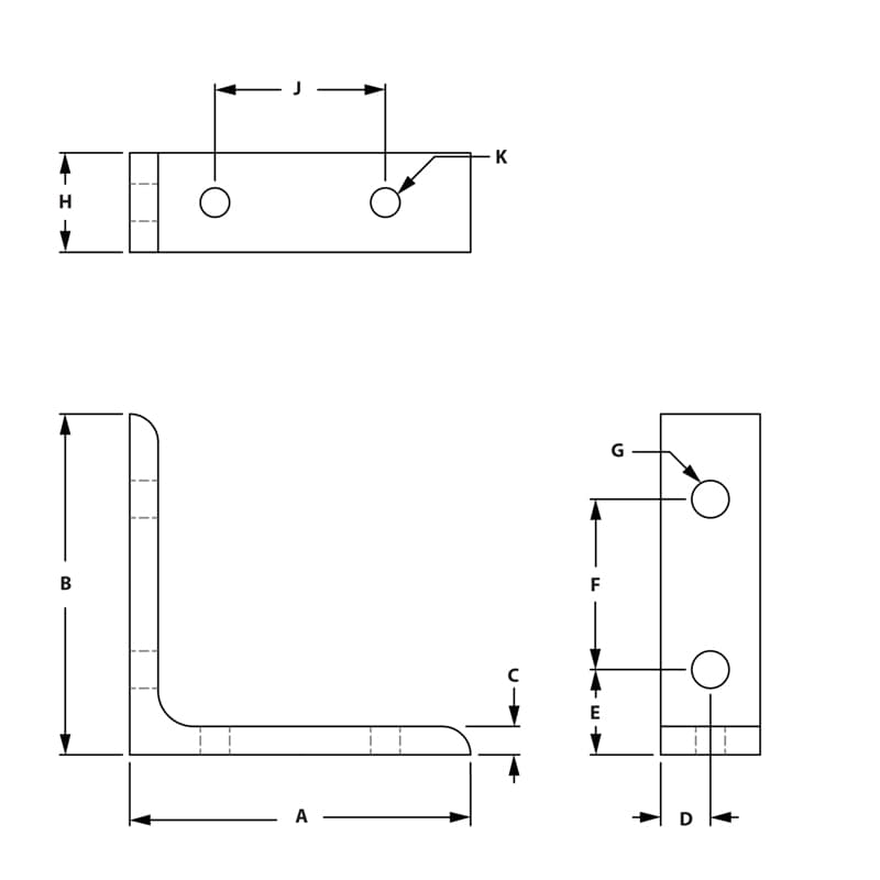 Image of Draw-4 Hole Transition Inside Corner Bracket