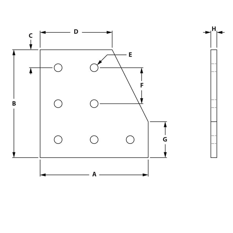 Image of Draw-7 Hole 90 Degree Stacked Joining Plate