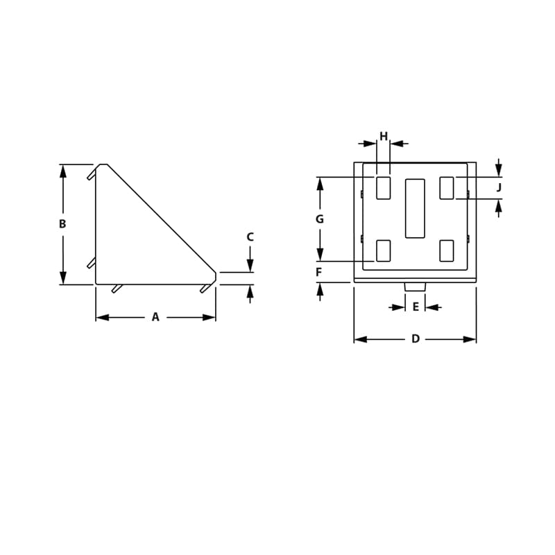 Image of Draw-8 Hole Corner Gusset 60MM