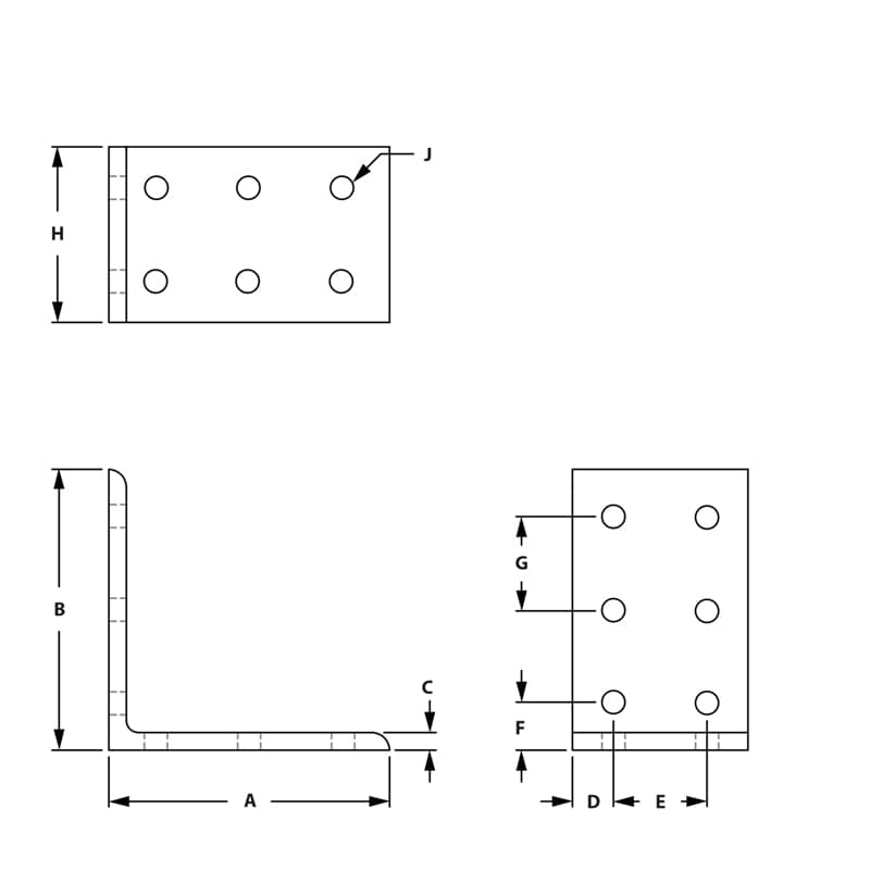 Image of Draw-12 Hole Vertical Inside Corner Bracket