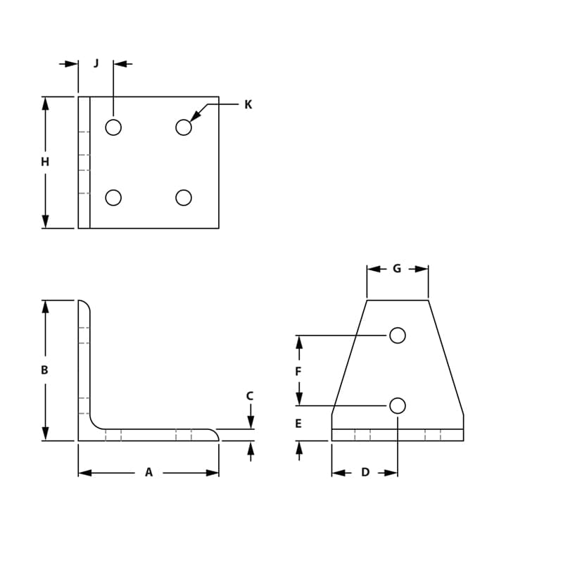 Image of Draw-6 Hole Center Inside Corner Bracket