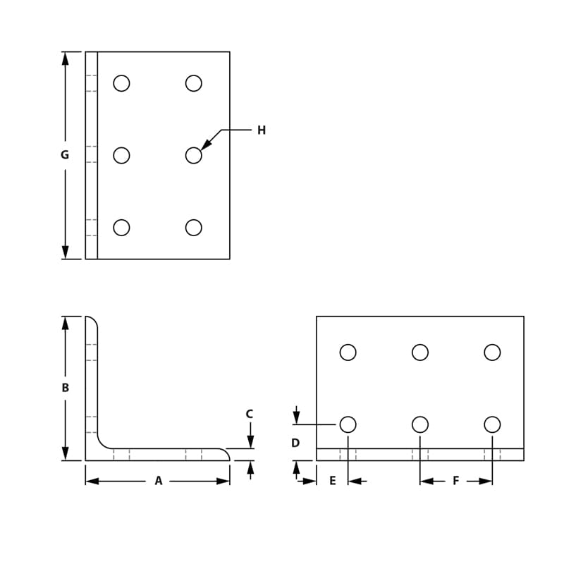 Image of Draw-12 Hole Horizontal Inside Corner Bracket