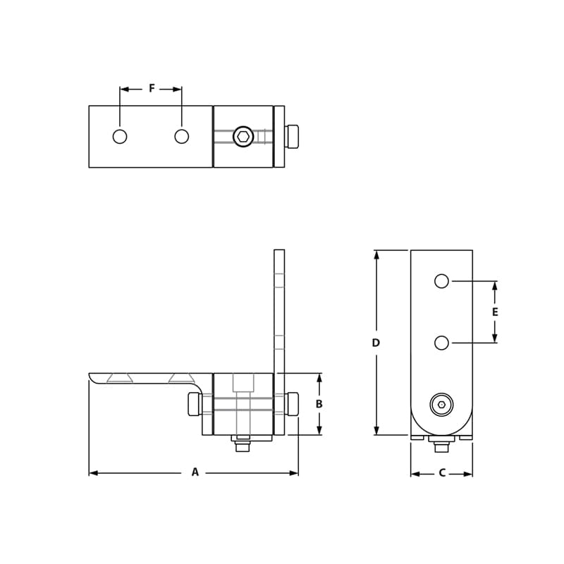 Image of Draw-0 Degree Living Hinge Corner Bracket W Arm