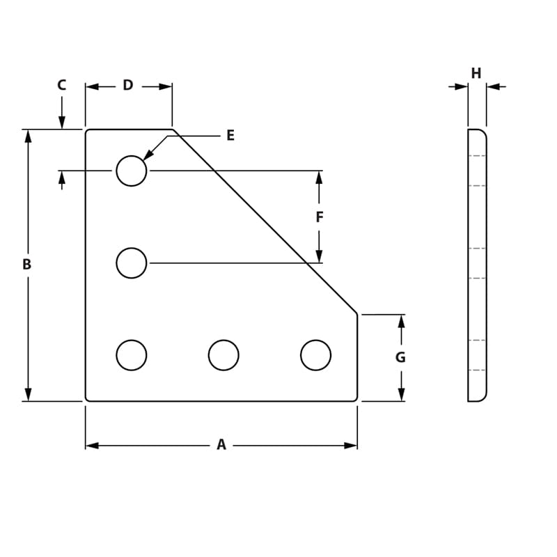 Image of Draw-5 Hole 90 Degree Joining Plate