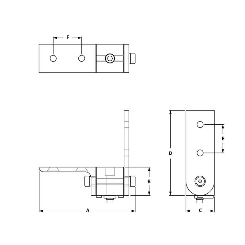 Image of Draw-90 Degree Living Hinge Corner Bracket W Arm