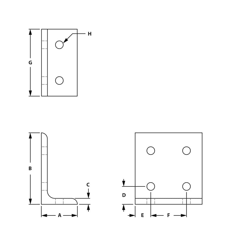 Image of Draw-6 Hole Inside Corner Bracket