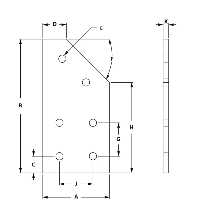Image of Draw-6 Hole 45 Degree Joining Plate
