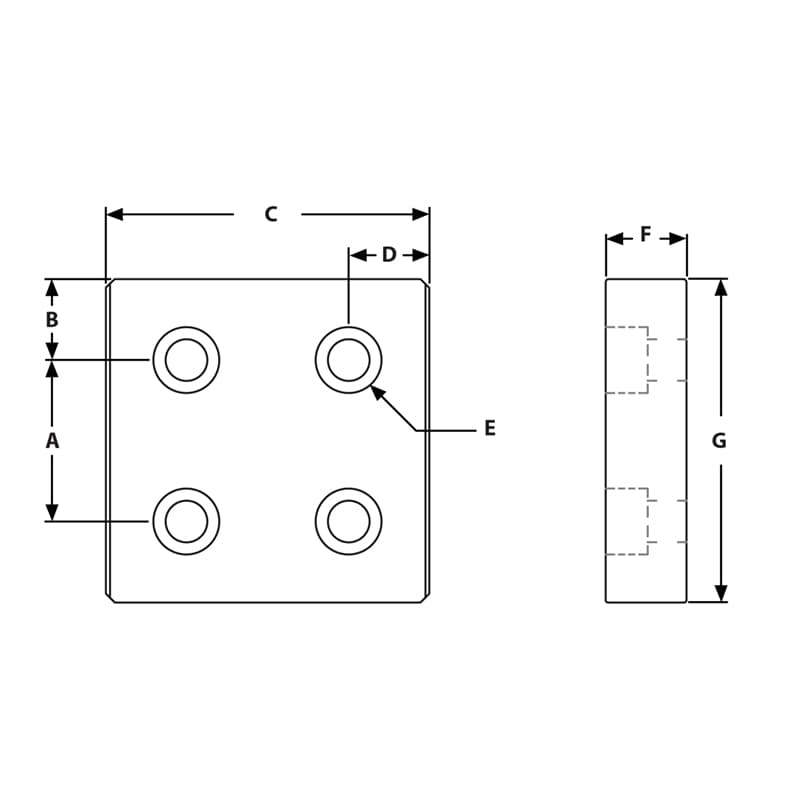 Image of Draw-4 Hole Blank Base Plate