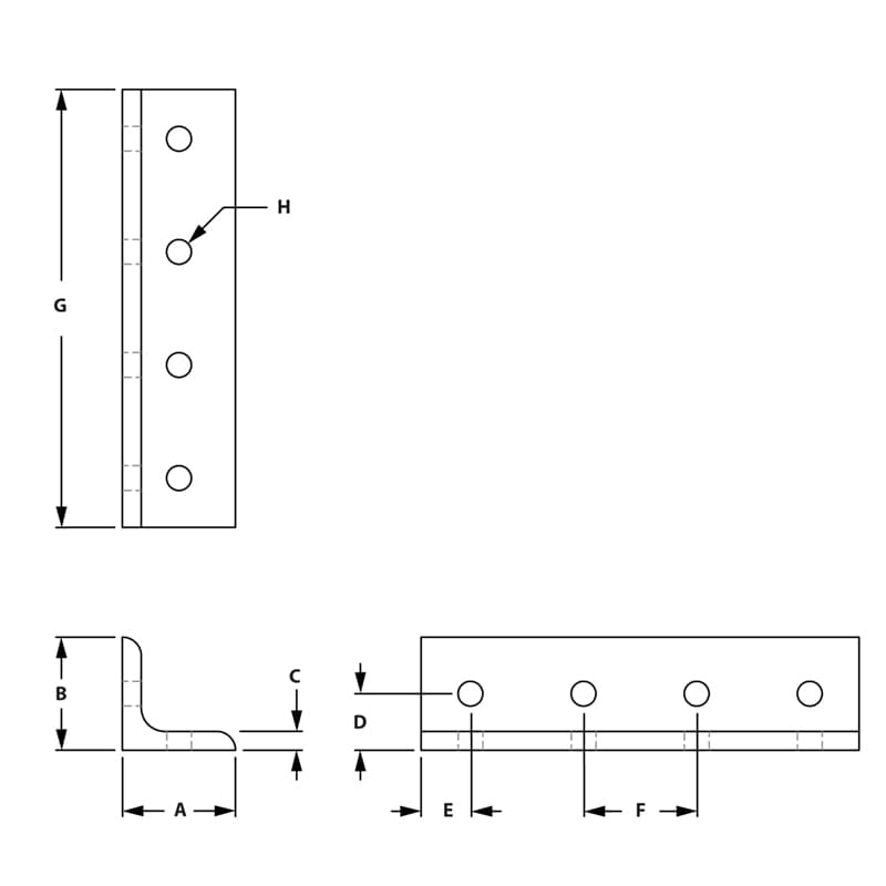 Image of Draw-8 Hole Horizontal Inside Corner Bracket