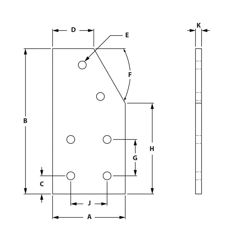Image of Draw-6 Hole 60 Degree Joining Plate