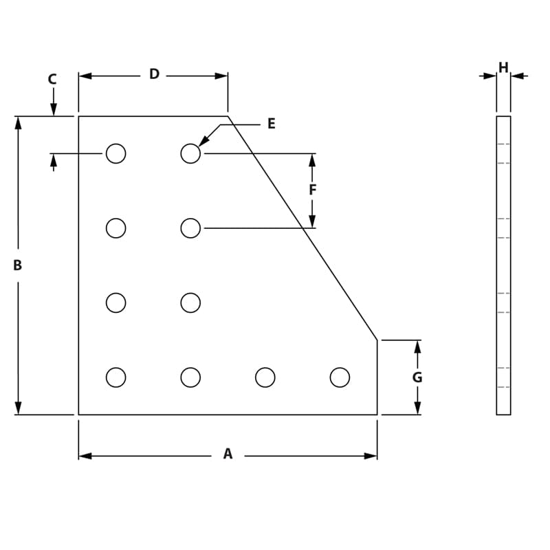 Image of Draw-10 Hole 90 Degree Joining Plate
