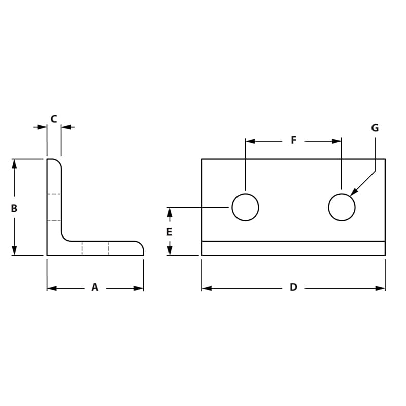 Image of Draw-4 Hole Horizontal Corner Bracket