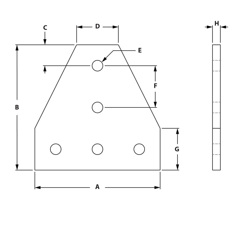 Image of Draw-5 Hole Tee Joining Plate