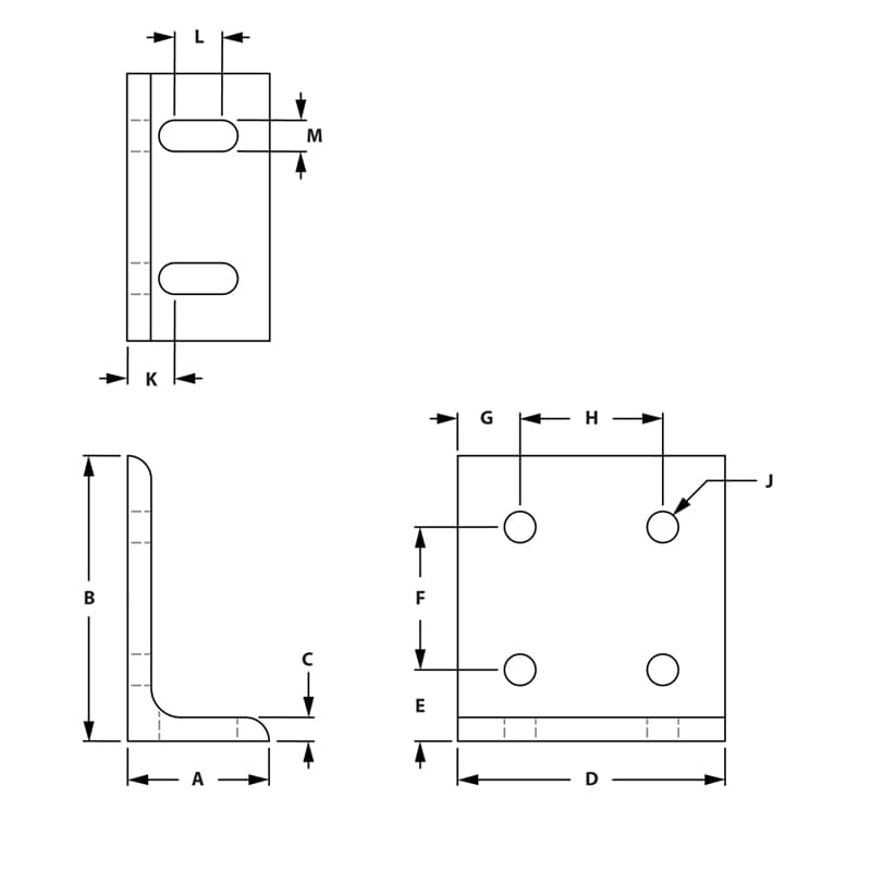 Image of Draw-6 Hole Vertical Slotted Inside Corner Bracket