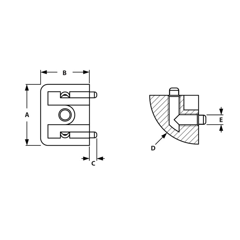 Image of Draw-Glass Panel Corner Connector