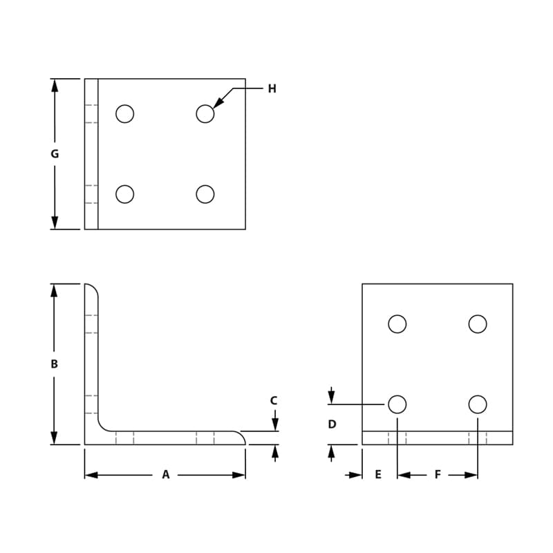 Image of Draw-8 Hole Inside Corner Bracket