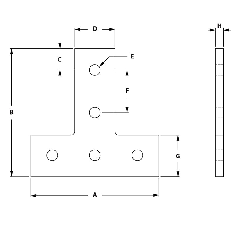 Image of Draw-5 Hole T Cut Out Plate