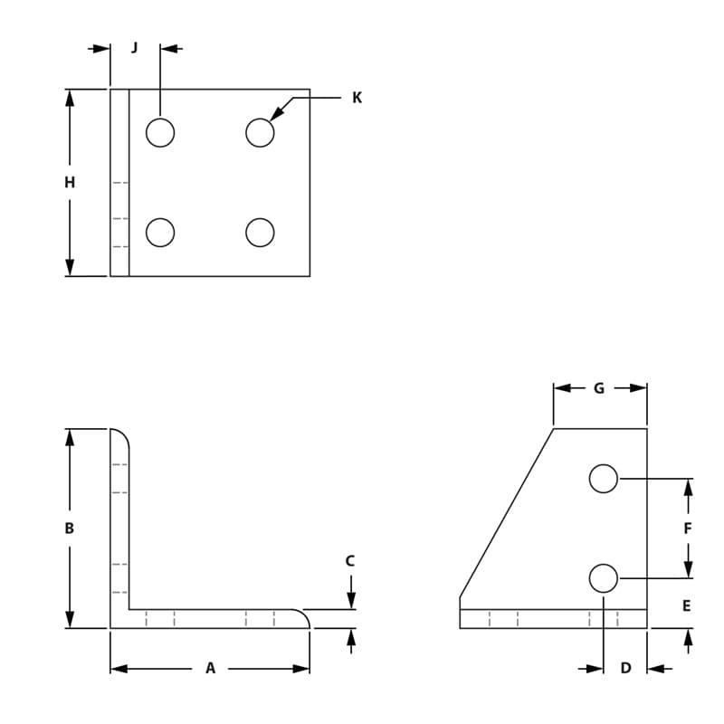 Image of Draw-6 Hole Right Hand Inside Corner Bracket