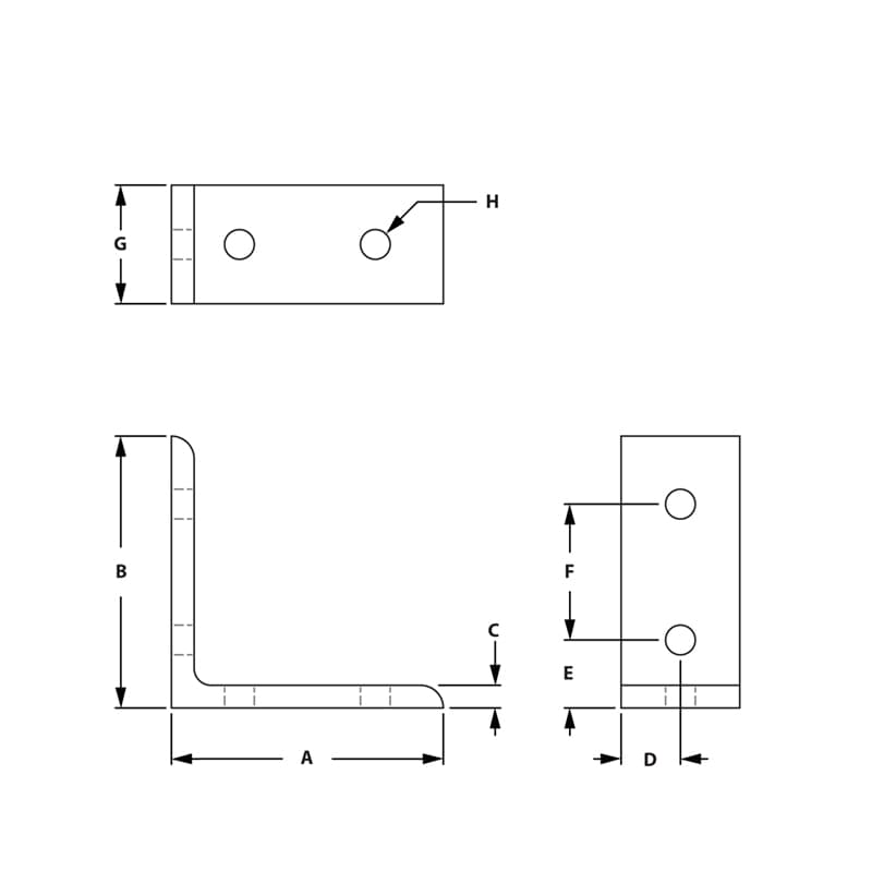 Image of Draw-4 Hole Inside Corner Bracket