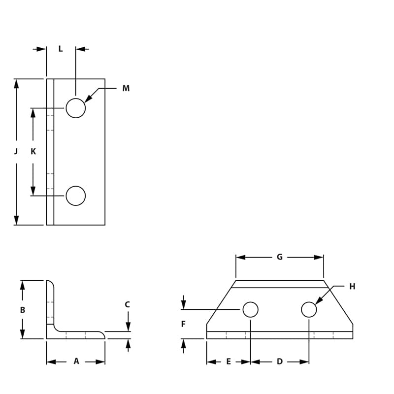 Image of Draw-4 Hole Small Transition Inside Corner Bracket