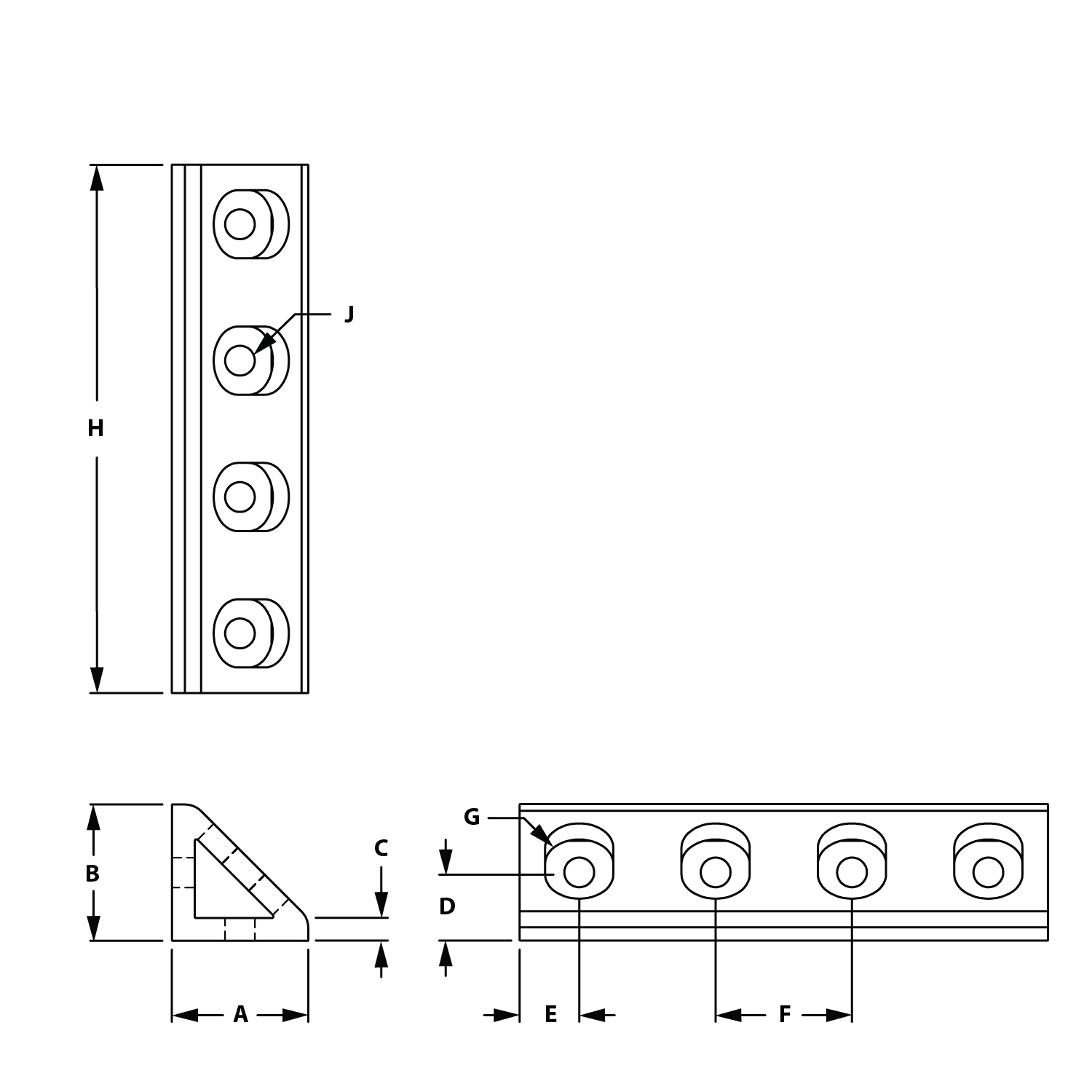 Image of Draw-8 Hole Horizontal Inside Corner Gusset