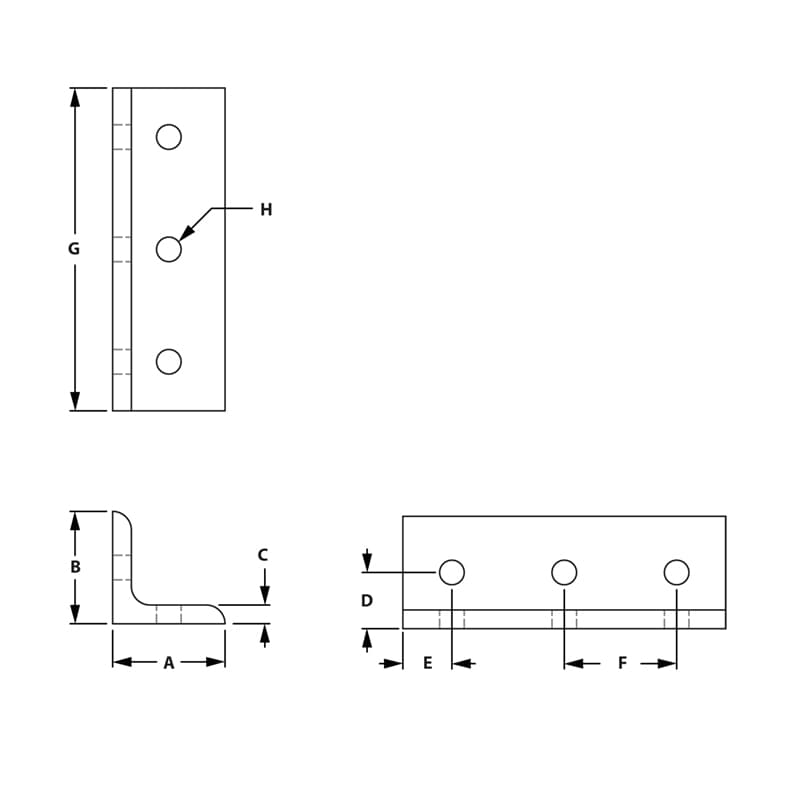 Image of Draw-6 Hole Horizontal Inside Corner Bracket