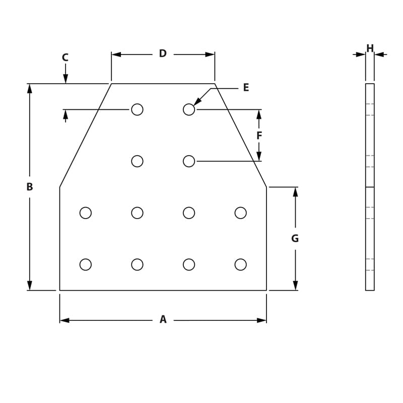 Image of Draw-12 Hole Tee Joining Plate