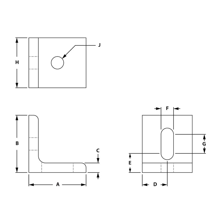 Image of Draw-2 Hole Slotted Inside Corner Bracket