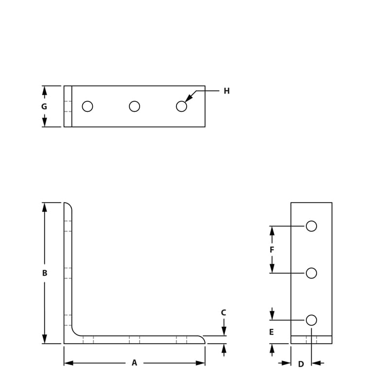 Image of Draw-6 Hole Vertical Inside Corner Bracket