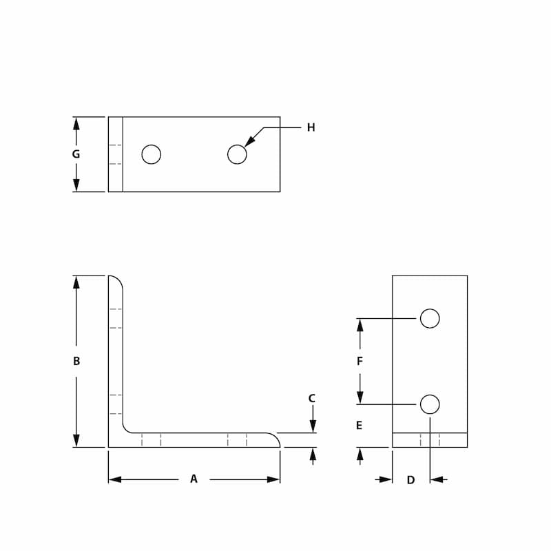 Image of Draw-4 Hole Vertical Inside Corner Bracket