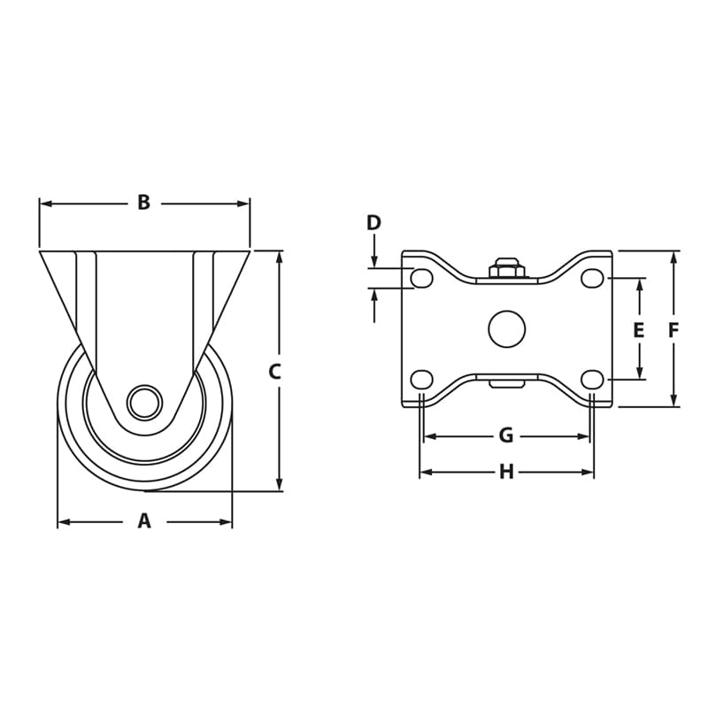 Image of Draw-Rigid Flange Mount Caster