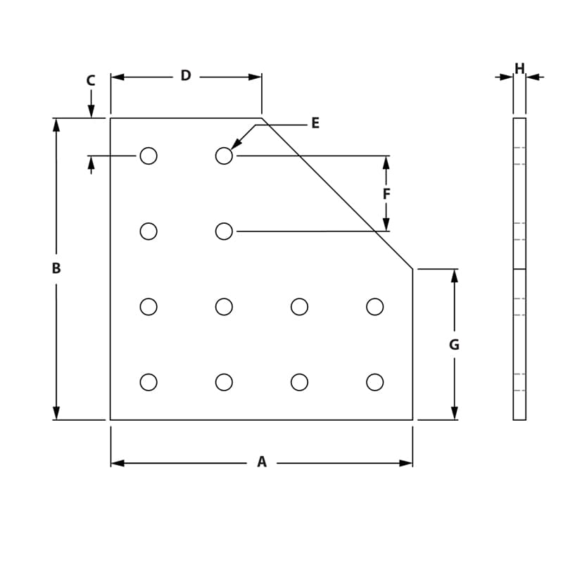 Image of Draw-12 Hole 90 Degree Joining Plate