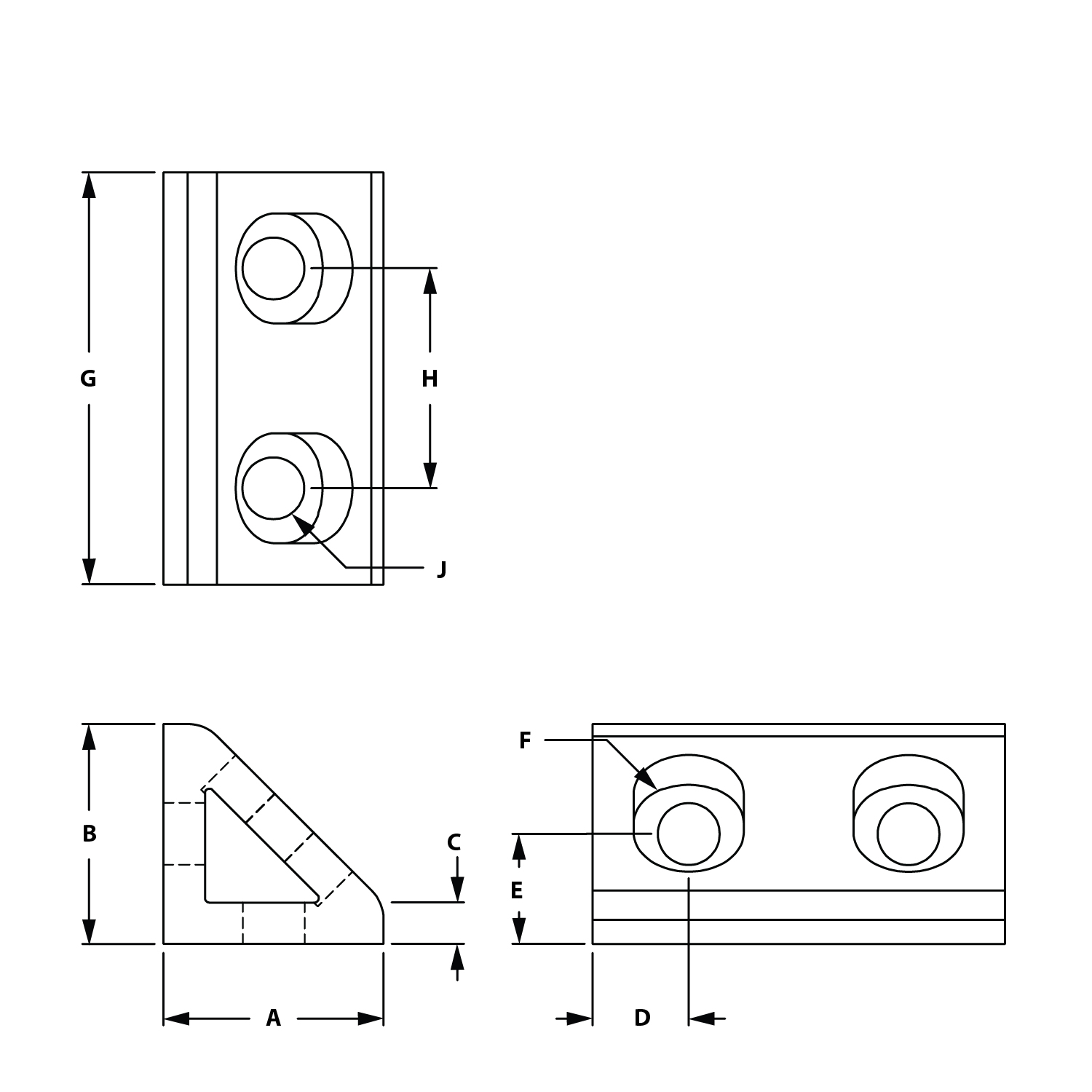 Image of Draw-4 Hole Horizontal Inside Corner Gusset