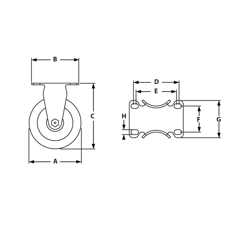 Image of Draw-Deluxe Rigid Flange Mount Caster