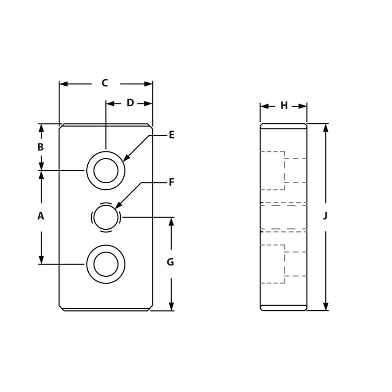 Image of Draw-3 Hole Center Tap Base Plate