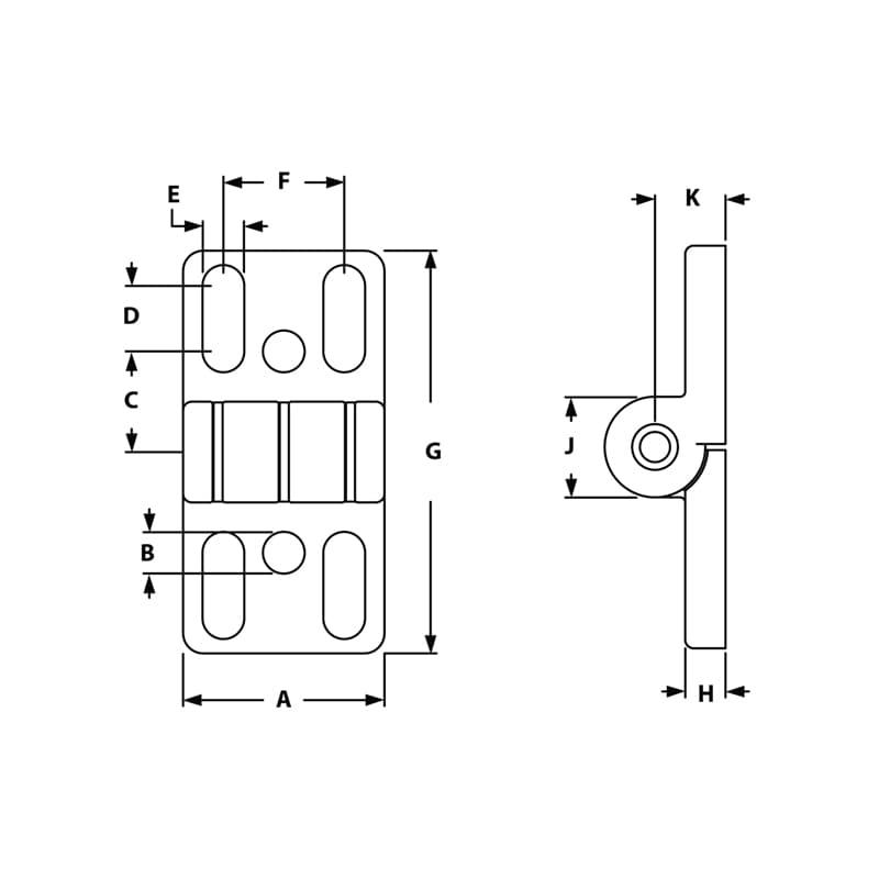 Image of Draw-Universal Door Hinge W Oblong Holes