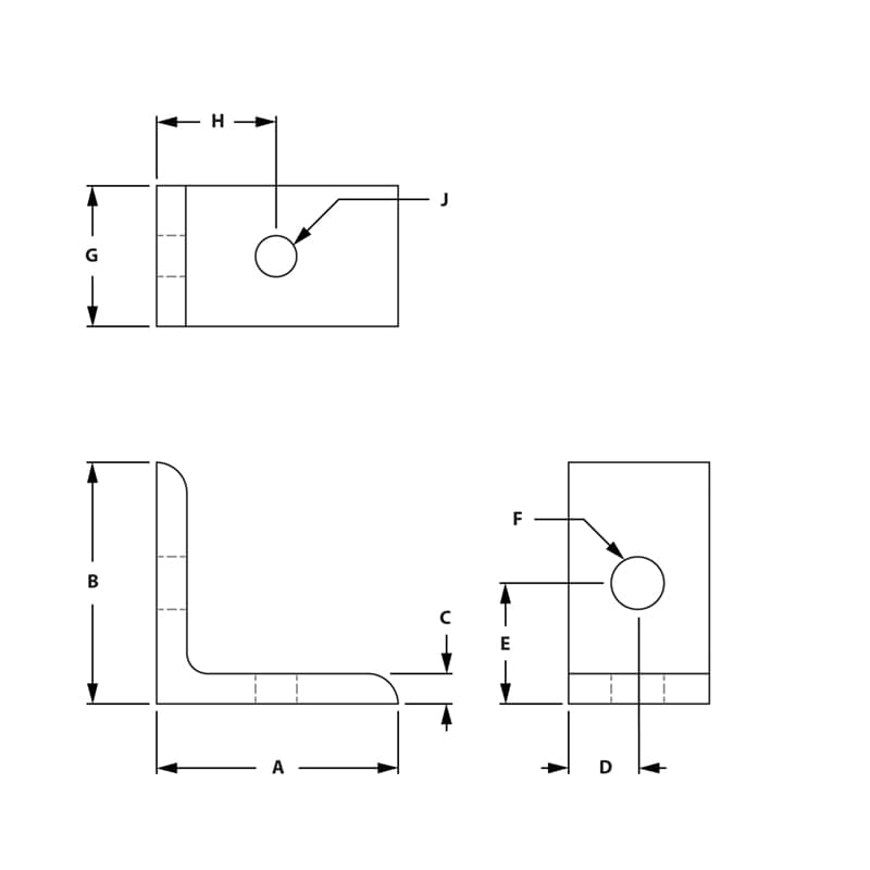 Image of Draw-2 Hole Vertical Transition Inside Corner Bracket